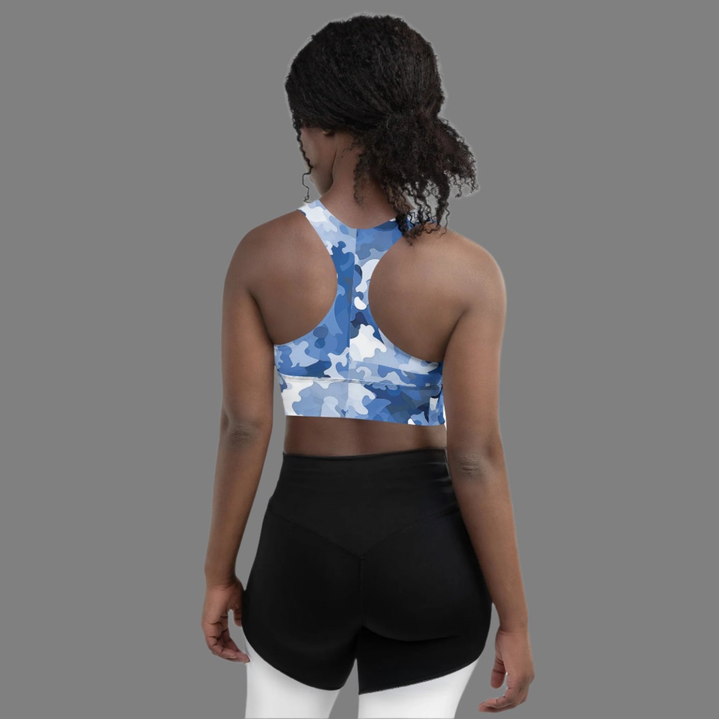 Blue Camo Foxy Performance Sports Bra