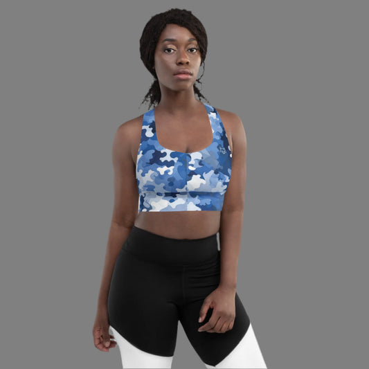 Blue Camo Foxy Performance Sports Bra