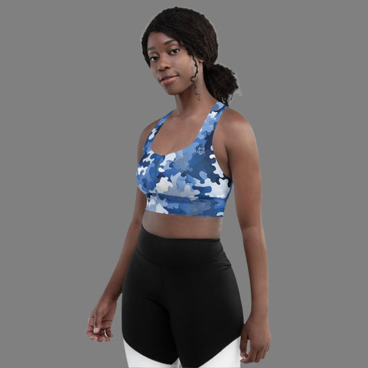 Blue Camo Foxy Performance Sports Bra