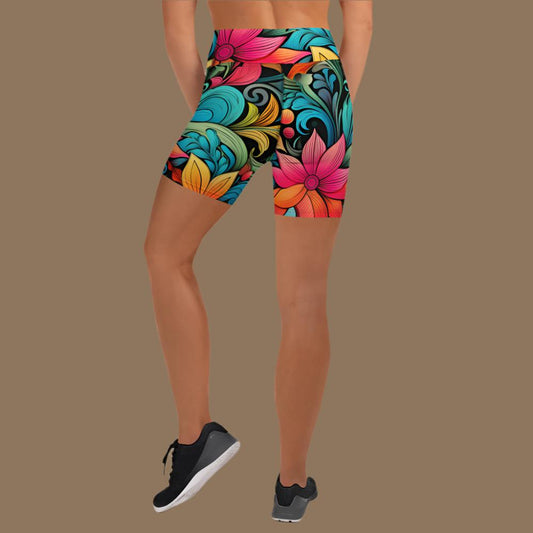 Tropical Flora Foxy Yoga Shorts