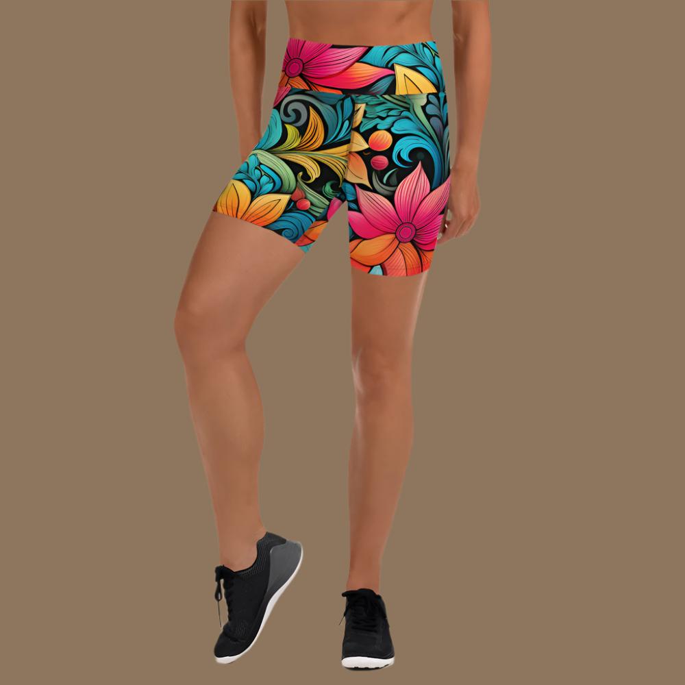 Tropical Flora Foxy Yoga Shorts