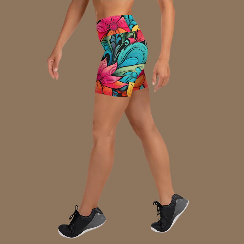 Tropical Flora Foxy Yoga Shorts